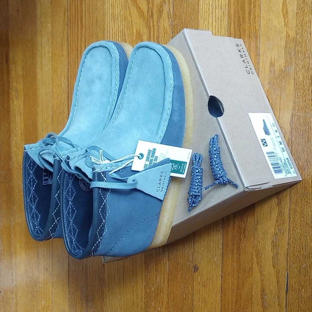 Clarks Originals Wallabee Boot Blue Combi Men's 10